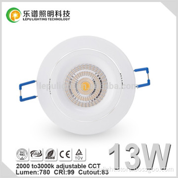 Sunset 2000K-3000K CCT 0-100% Dimmable 13w COB LED downlight